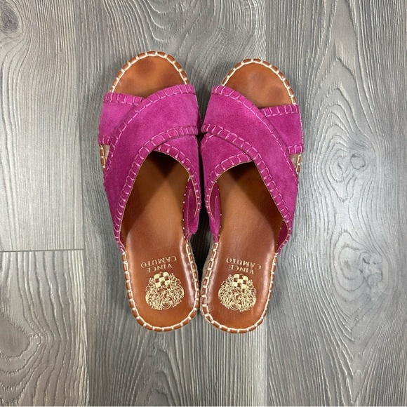 Vince Camuto Fuchsia Suede Platform Espadrille Sandals 7.5W - Picture 2 of 4